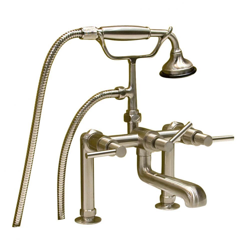 Deck Mount Tub Faucet w/ Lever Handles, Hand Shower-CP