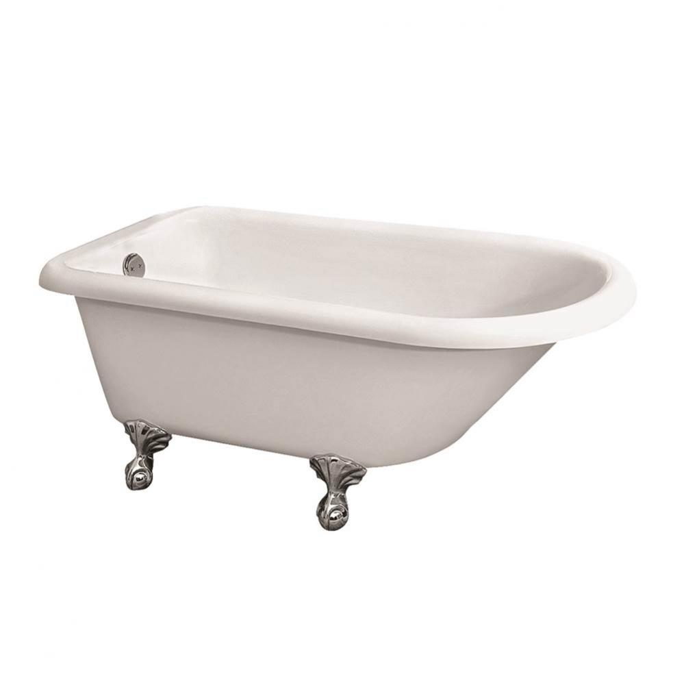 Amelia Acrylic Roll Top, 59&apos;&apos;WH, CP Feet, No Faucet Holes