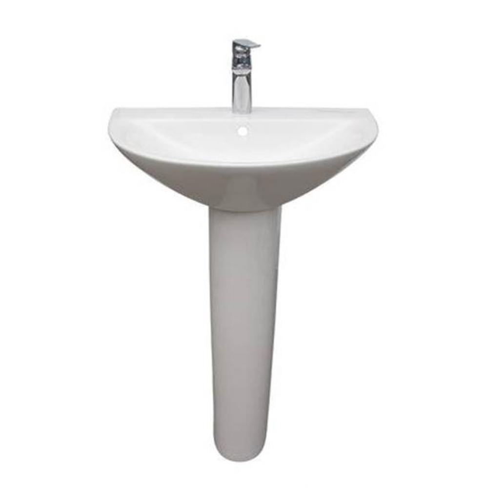 Morning 650 Pedestal Lavatory W/1-Faucet Hole,Overflow,WH