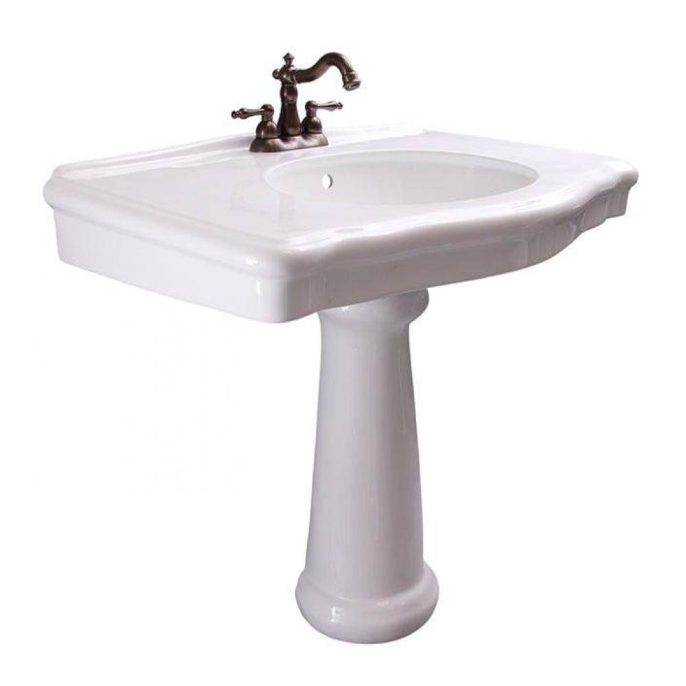 Anders Rectangular Pedestal Lavatory, White-1 hole