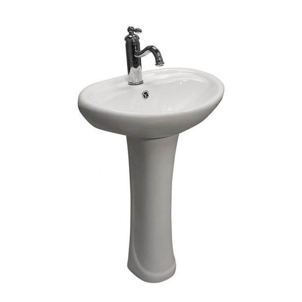 Ashley Pedestal with 1 Faucet Hole, Overflow, White