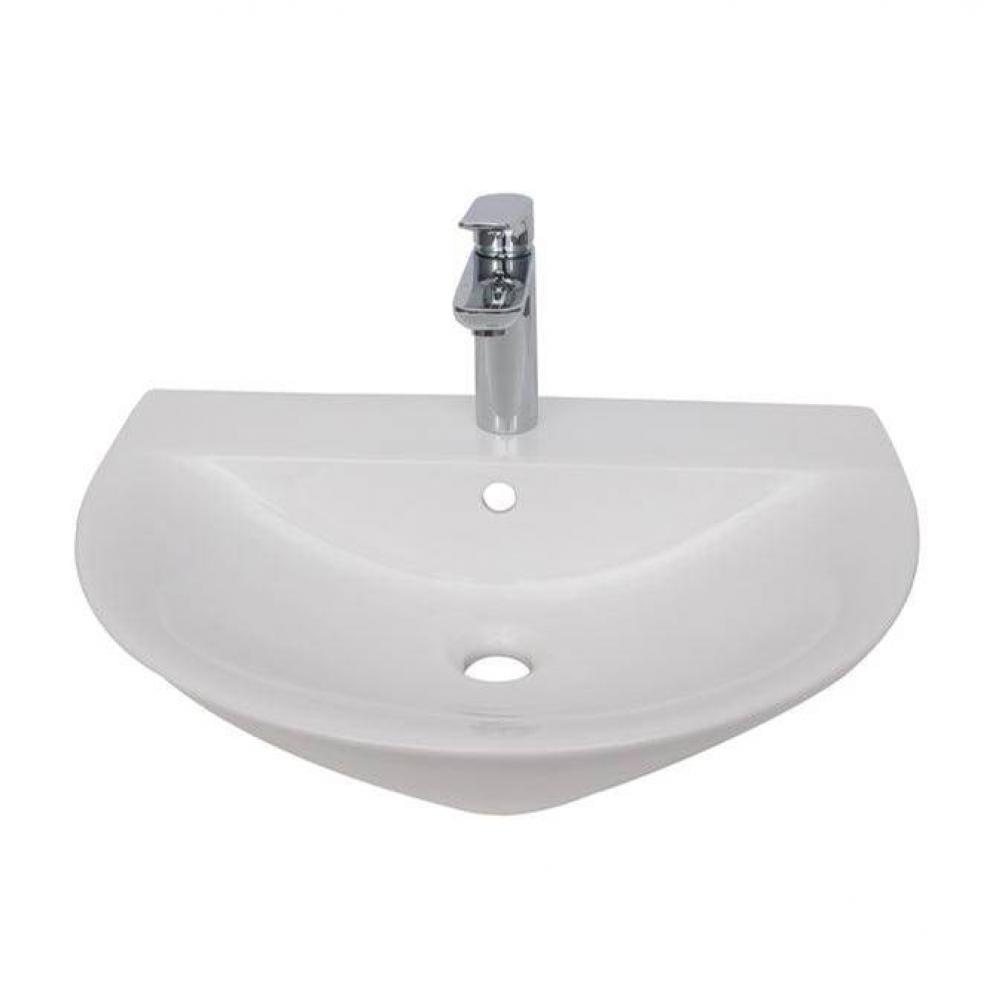 Morning 600 Wall Hung Basin, 1-Facuet Hole, White