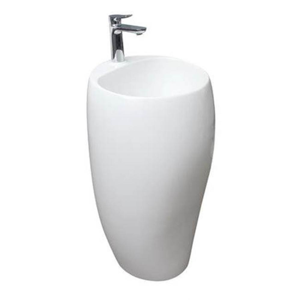 Cloud 19-3/8&apos;&apos; Pedestal Lav,1- Hole,Fireclay,W/Waste Cover,WH