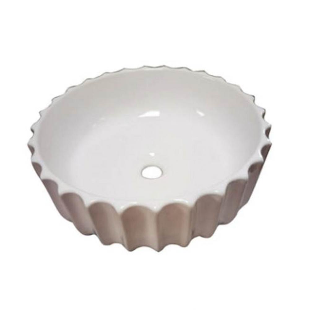 Antonette 16&apos;&apos; Circular Basin, Fluted exterior, White