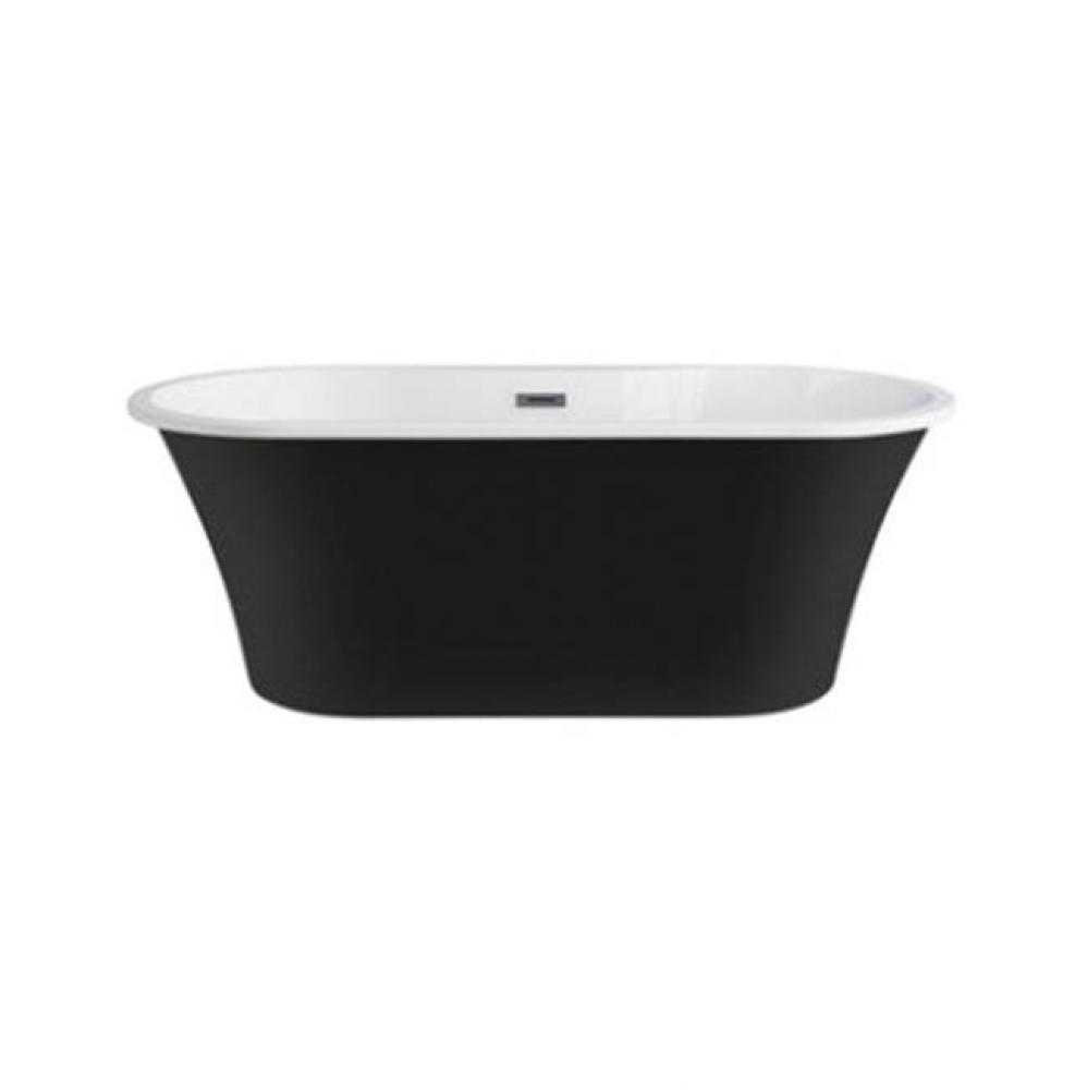 Nouri 65&apos;&apos; AC Tub Matt Black W/ Internal Drain And Of Chrome