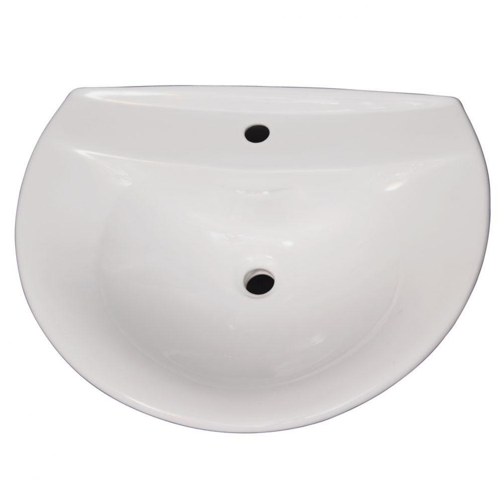 Venice 650 Ped Lav Basin1 Hole, White