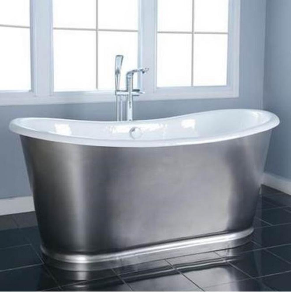 Laurent 72&apos;&apos; CI Bateau Tub,Brushed Stainless Steel Tub