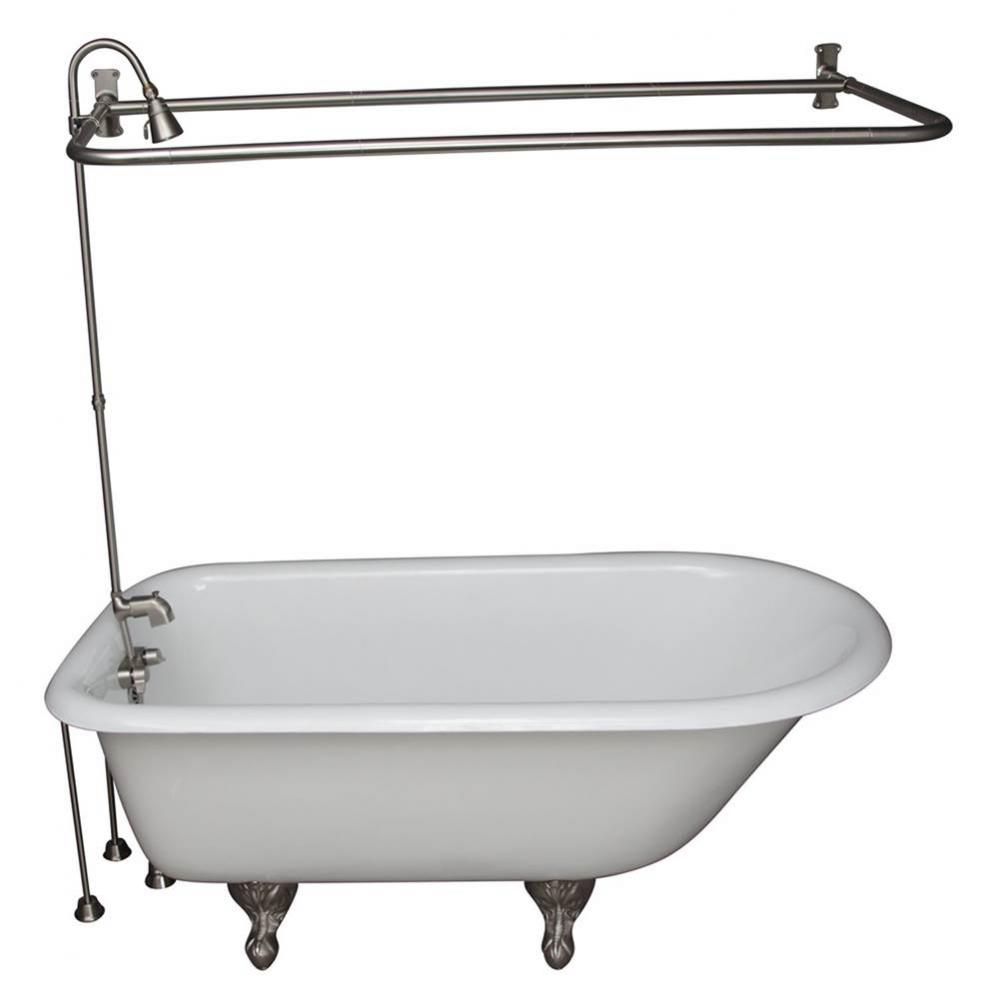 Tub Kit 67&apos;&apos; CI Roll Top,ShowerUnit, Supplies, Drain-BrNkl