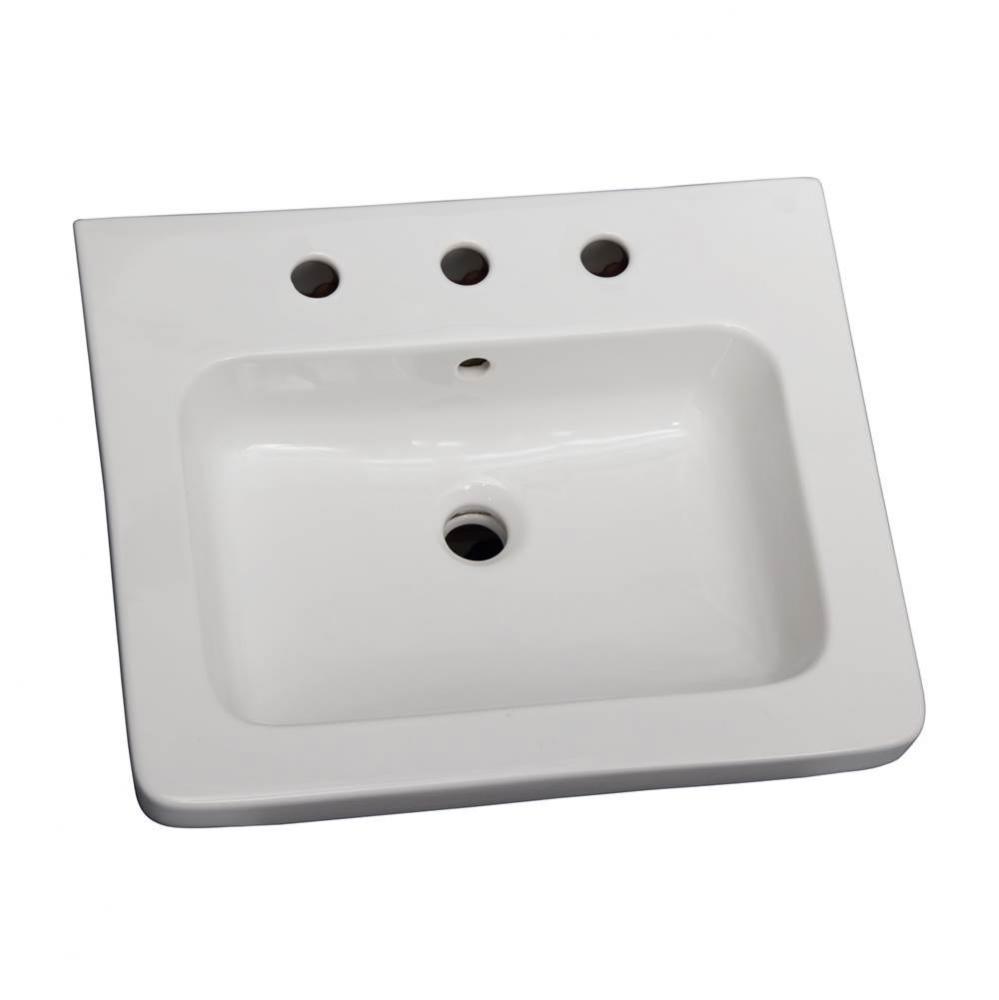 Resort 650 Wall-Hung Basin, White-8&apos;&apos; Widespread