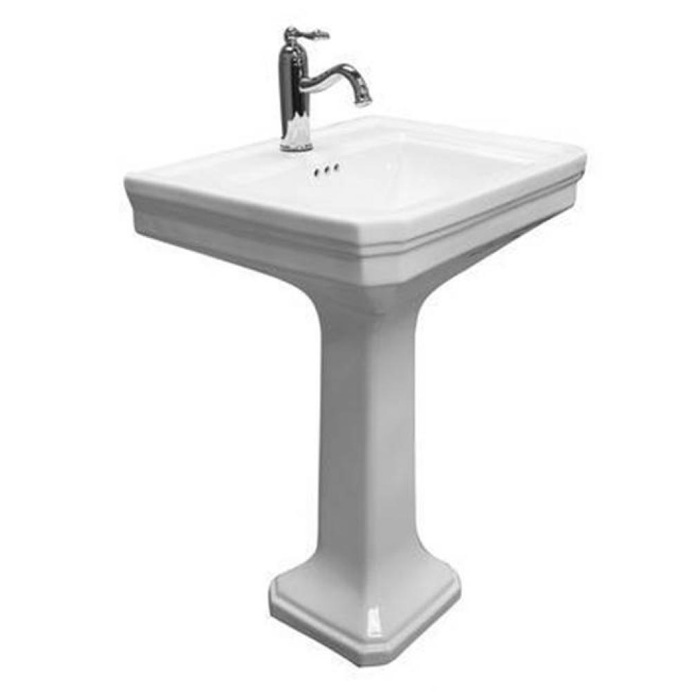 Drew 610 Pedestal w/1 FaucetHole, Overflow, White