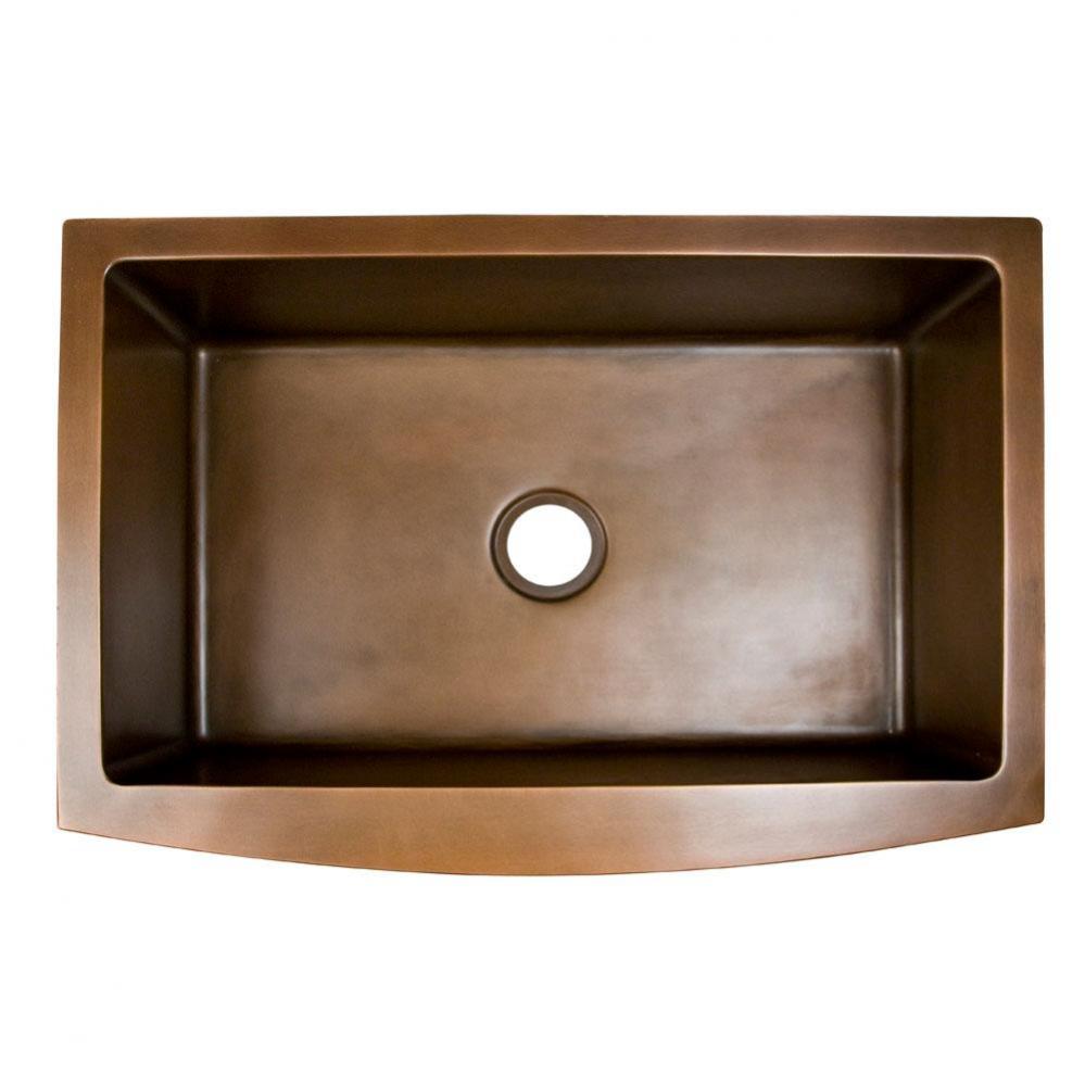 Emelina 33&apos;&apos; Single Bowl Curved Front Copper Apron Front Sink-SAC