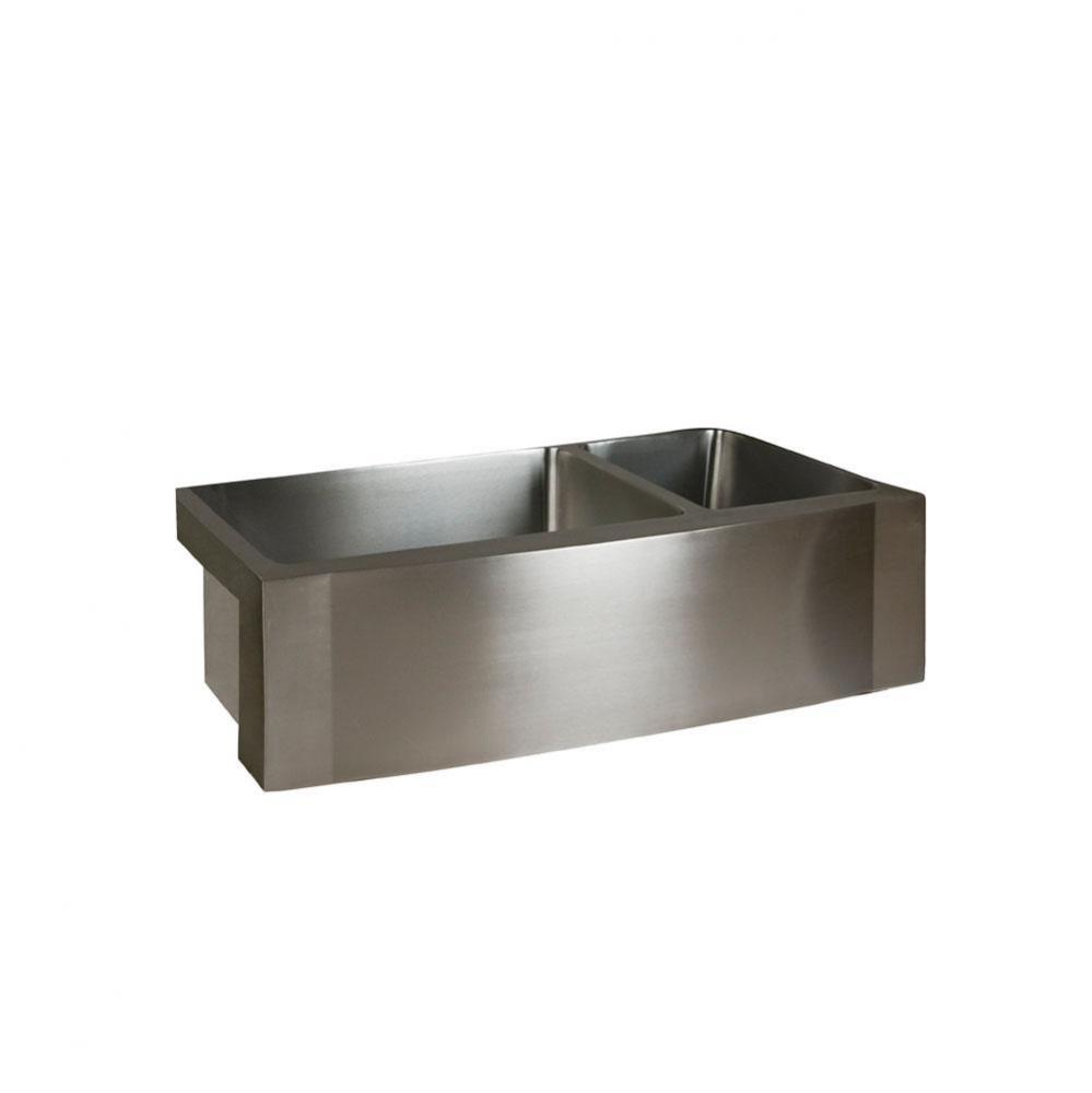 Cervantes 33&apos;&apos; Stainless Steel 70/30 Offset DblBwl Frmer Sink