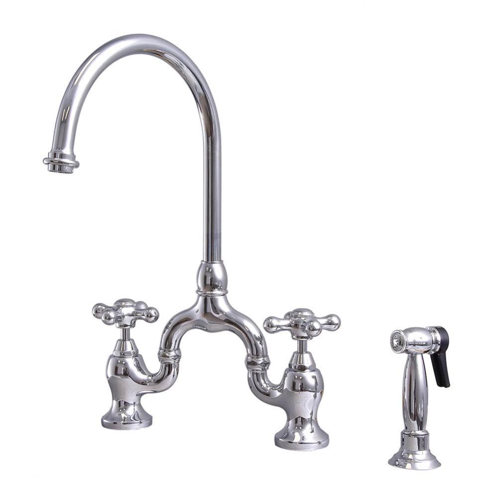 Banner Kitchen Bridge Faucet wSidespray and Metal Cros Han, CP