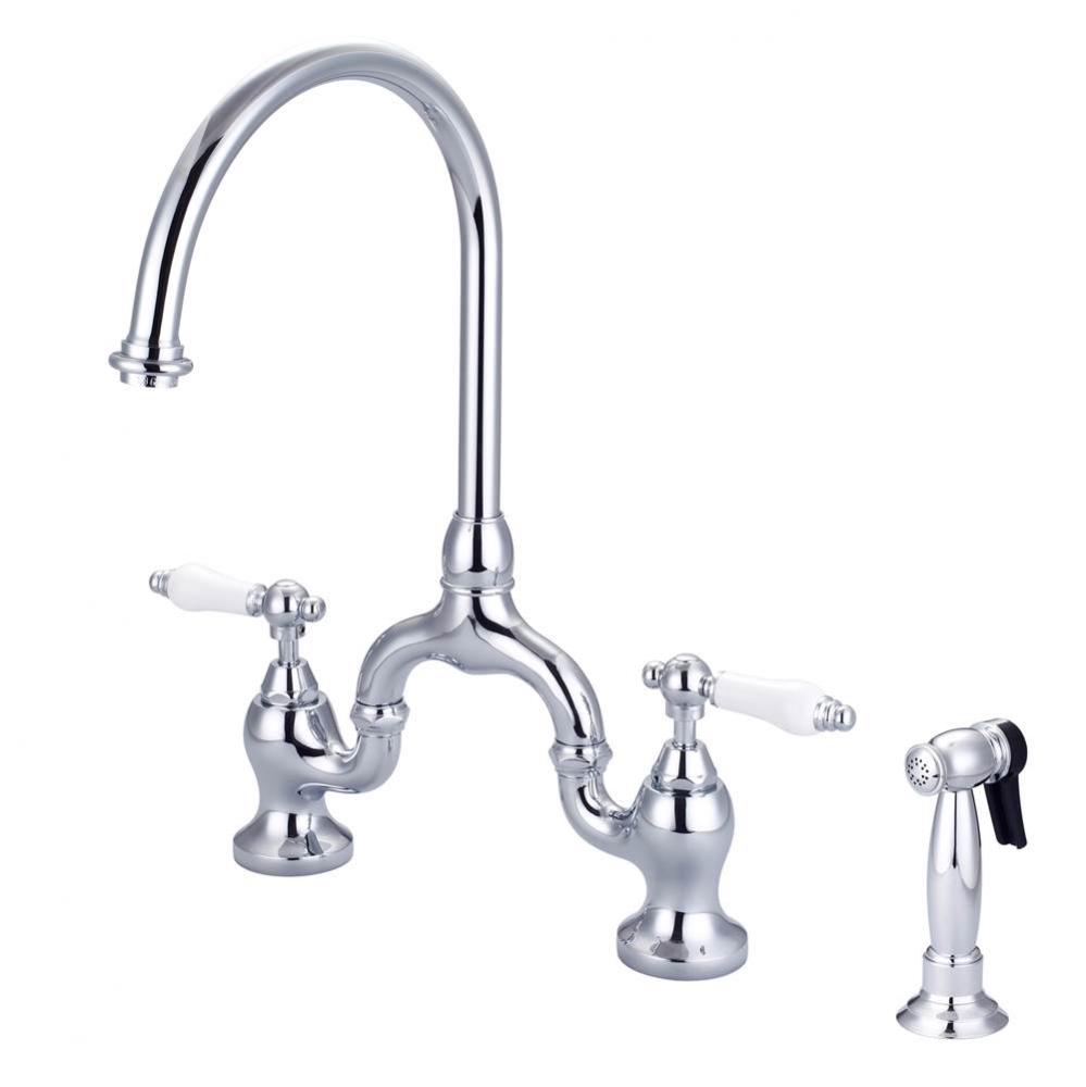 Banner Kitchen Bridge Faucet wSidespray and Porc Lever Han, CP