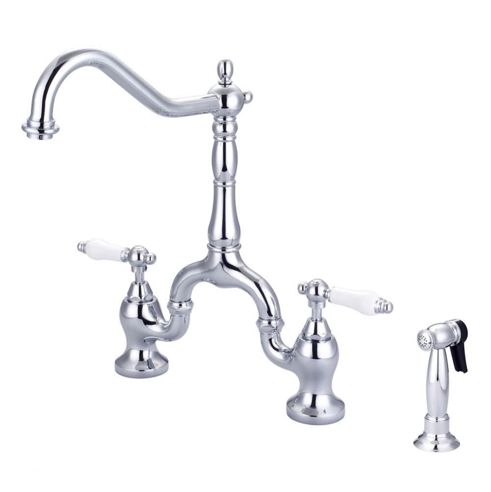 Carlton Kitchen Bridge FaucetSidespray and Porc Lever Hdl,CP