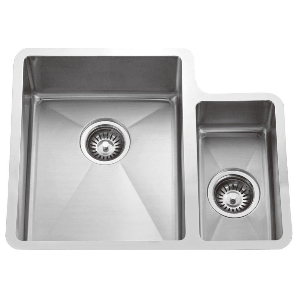 Fennel 24&apos;&apos; Double Bowl 70/30Kitchen Sink, Stainless Steel