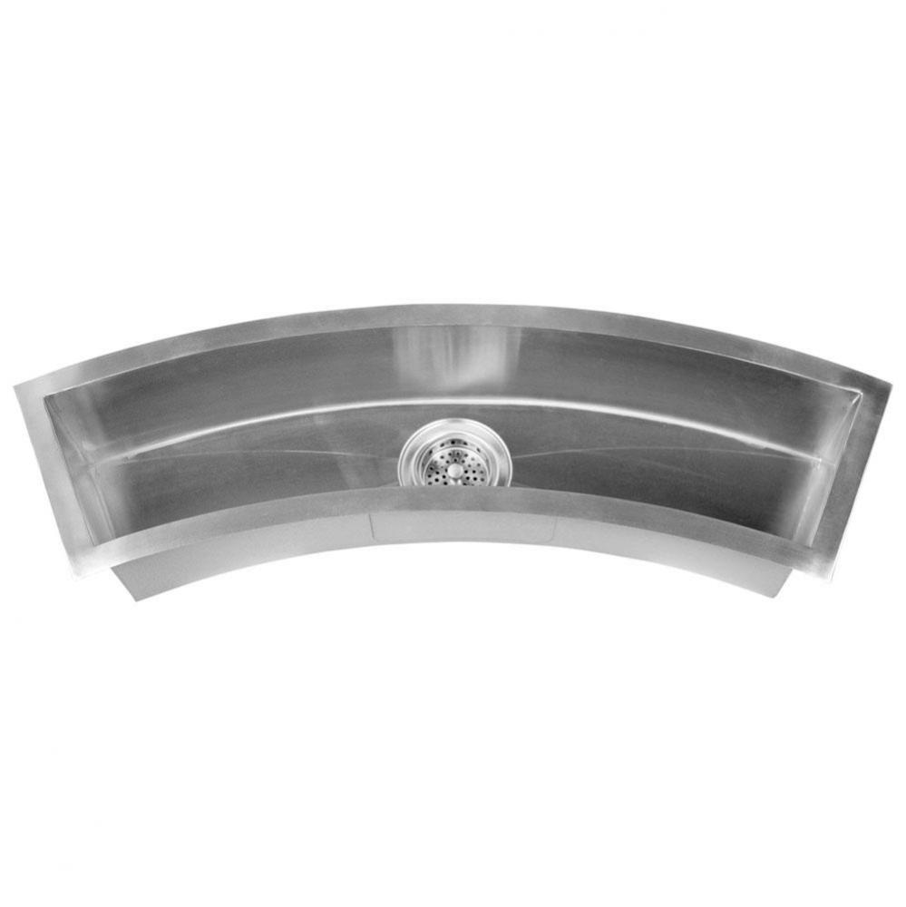 Wolcott 33&apos;&apos; Zero Radius SS Curved Trough Sink, 16 Gauge