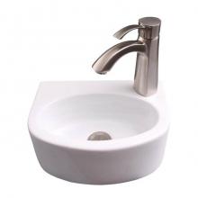 Barclay 4-9160WH - Cadiz Wall Hung Basin 12'', Circle, 1 Faucet Hole, White