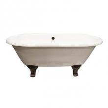 Barclay CTDRN61J-WH-PN - Columbia 61''Ci Dbl Roll Tub Wh No Holes, Pn Jewel Feet