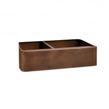 Barclay FSCDB3546-SAC - Otero 33'' Smooth Offset Dbl Bwl Apron FrontCopper Sink-SAC