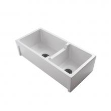 Barclay FSDB1554-WH - Millwood 36'' DBL Bowl Fire Clay, Apron Front Sink , WH