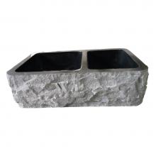 Barclay FSGDB4544-GPBL - Brandi 36'' Granite Dbl BowlFarmerSink, Chiseled Frnt,GPBL