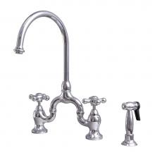 Barclay KFB504-MC2-CP - Banner Kitchen Bridge Faucet wSidespray and Metal Cros Han, CP