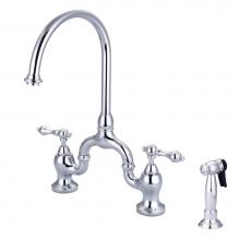 Barclay KFB504-ML-CP - Banner Kitchen Bridge Faucet wSidespray and Metal Lver Han, CP