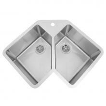 Barclay KSSDB2540-SS - Montague 33'' SS Double Bowl Corner Undermount Sink