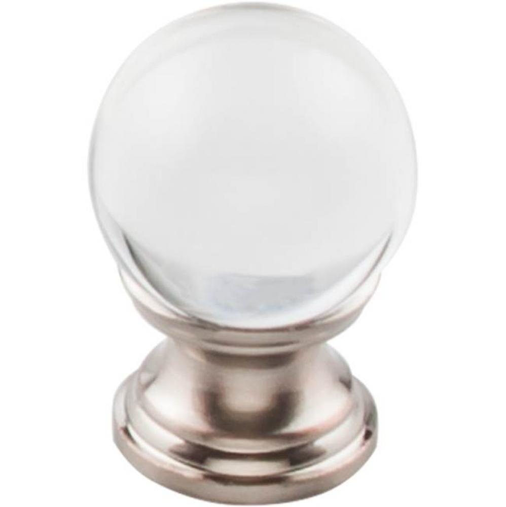 Clarity Clear Glass Knob 1 Inch Brushed Satin Nickel Base