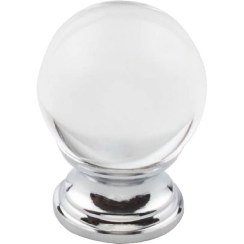 Clarity Clear Glass Knob 1 3/16 Inch Polished Chrome Base