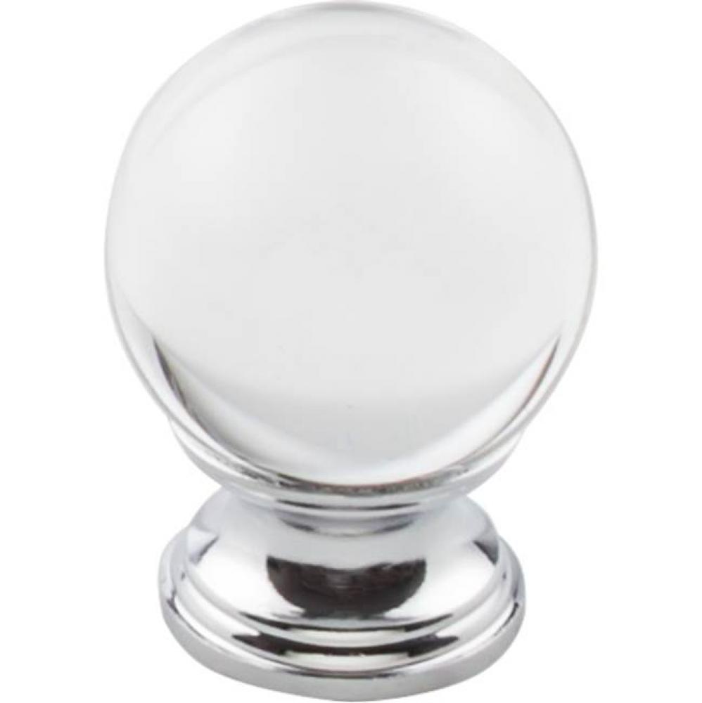 Clarity Clear Glass Knob 1 3/8 Inch Polished Chrome Base