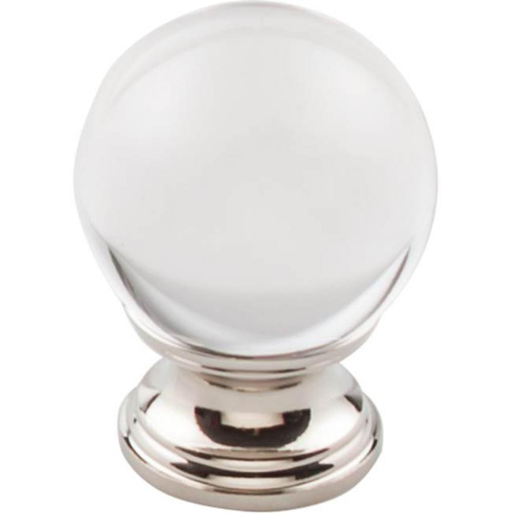 Clarity Clear Glass Knob 1 3/8 Inch Polished Nickel Base