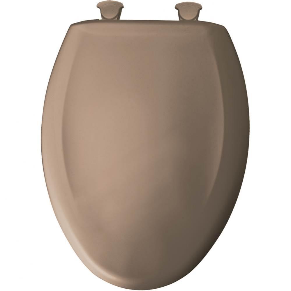 Elongated Plastic Toilet Seat in Spice Mocha with STA-TITE Seat Fastening System, Easy-Clean &amp;