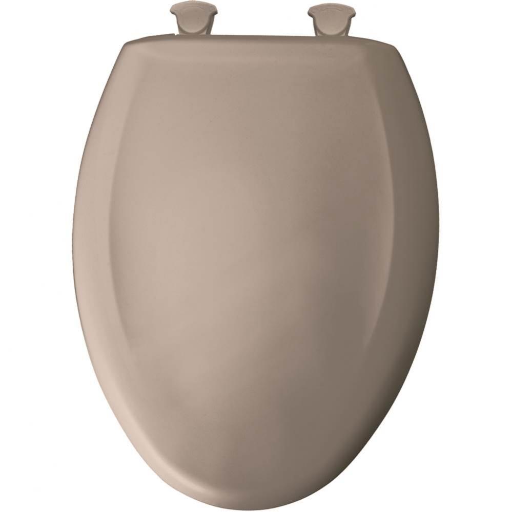 Elongated Plastic Toilet Seat in Light Mink with STA-TITE Seat Fastening System, Easy-Clean &amp;