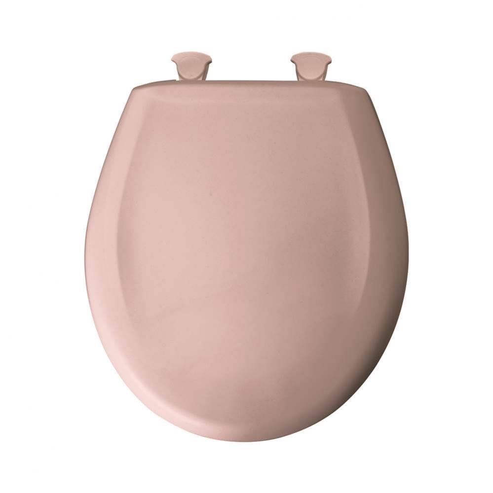 Round Plastic Toilet Seat in Pink with STA-TITE Seat Fastening System, Easy-Clean &amp; Change and