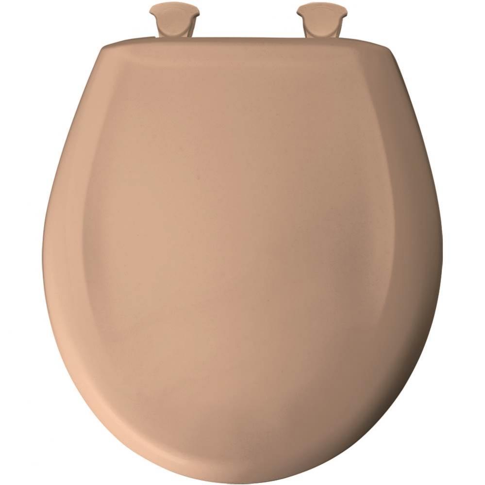 Round Plastic Toilet Seat in Suez Tan with STA-TITE Seat Fastening System, Easy-Clean &amp; Change