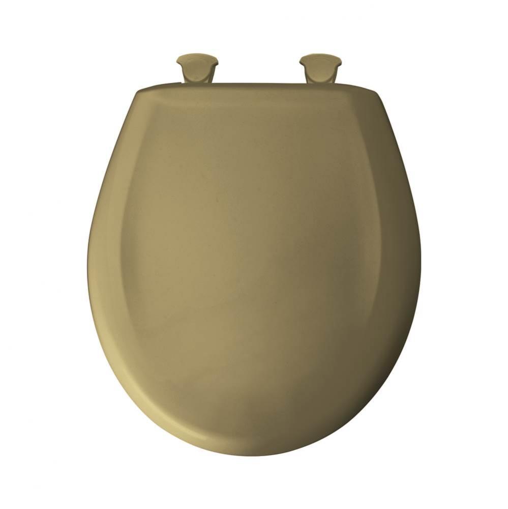 Round Plastic Toilet Seat in Avocado Brown with STA-TITE Seat Fastening System, Easy-Clean &amp; C