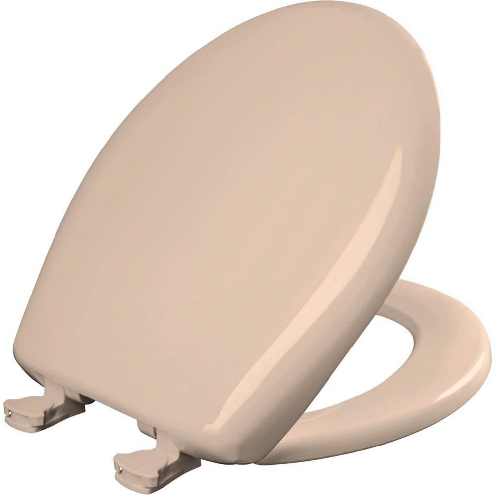 Round Plastic Toilet Seat with WhisperClose with EasyClean &amp; Change Hinge and STA-TITE in Dese