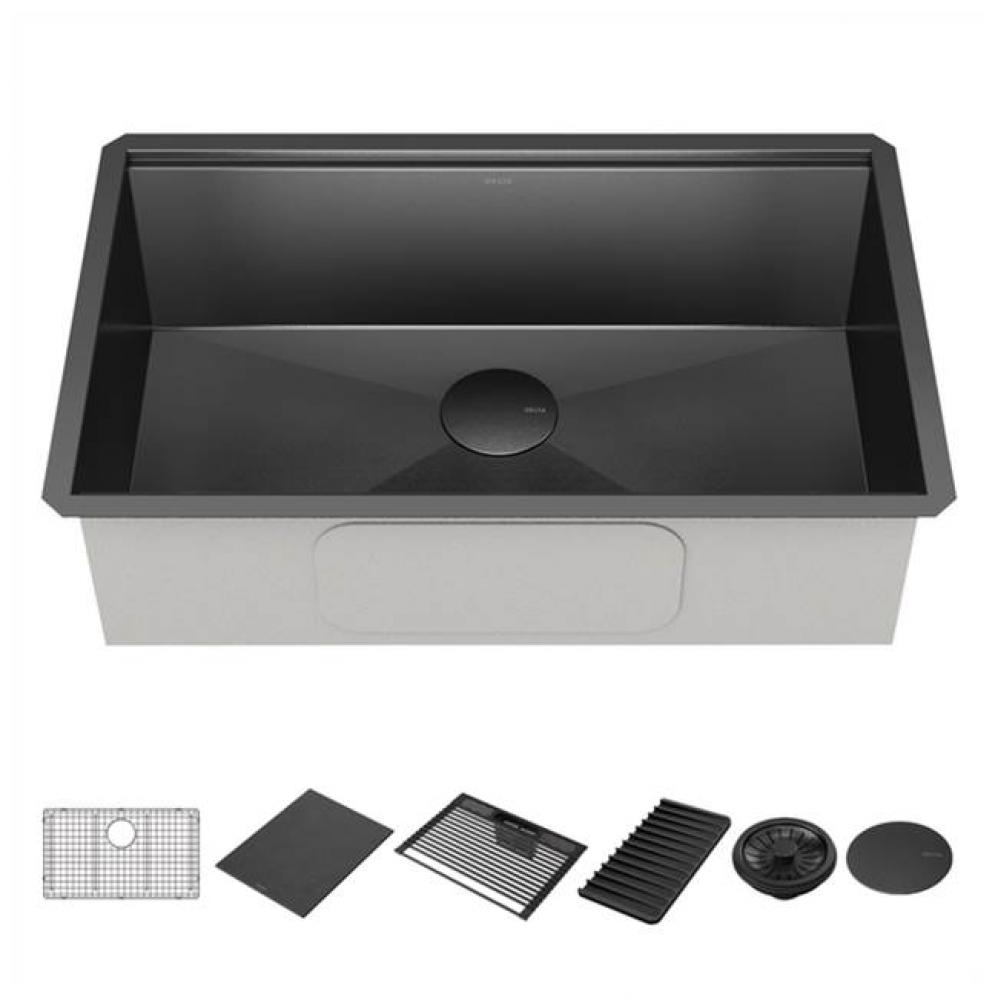 Rivet™ 30&apos;&apos; Workstation Kitchen Sink Undermount 16 Gauge Stainless Steel Single Bowl i