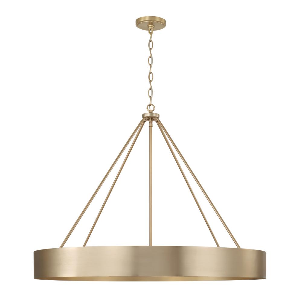 6-Light Modern Circular Metal Chandelier in Matte Brass