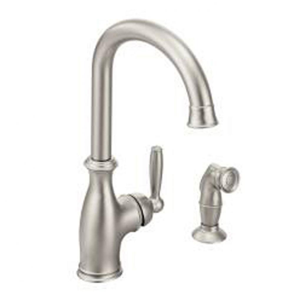 Spot resist stainless one-handle kitchen faucet