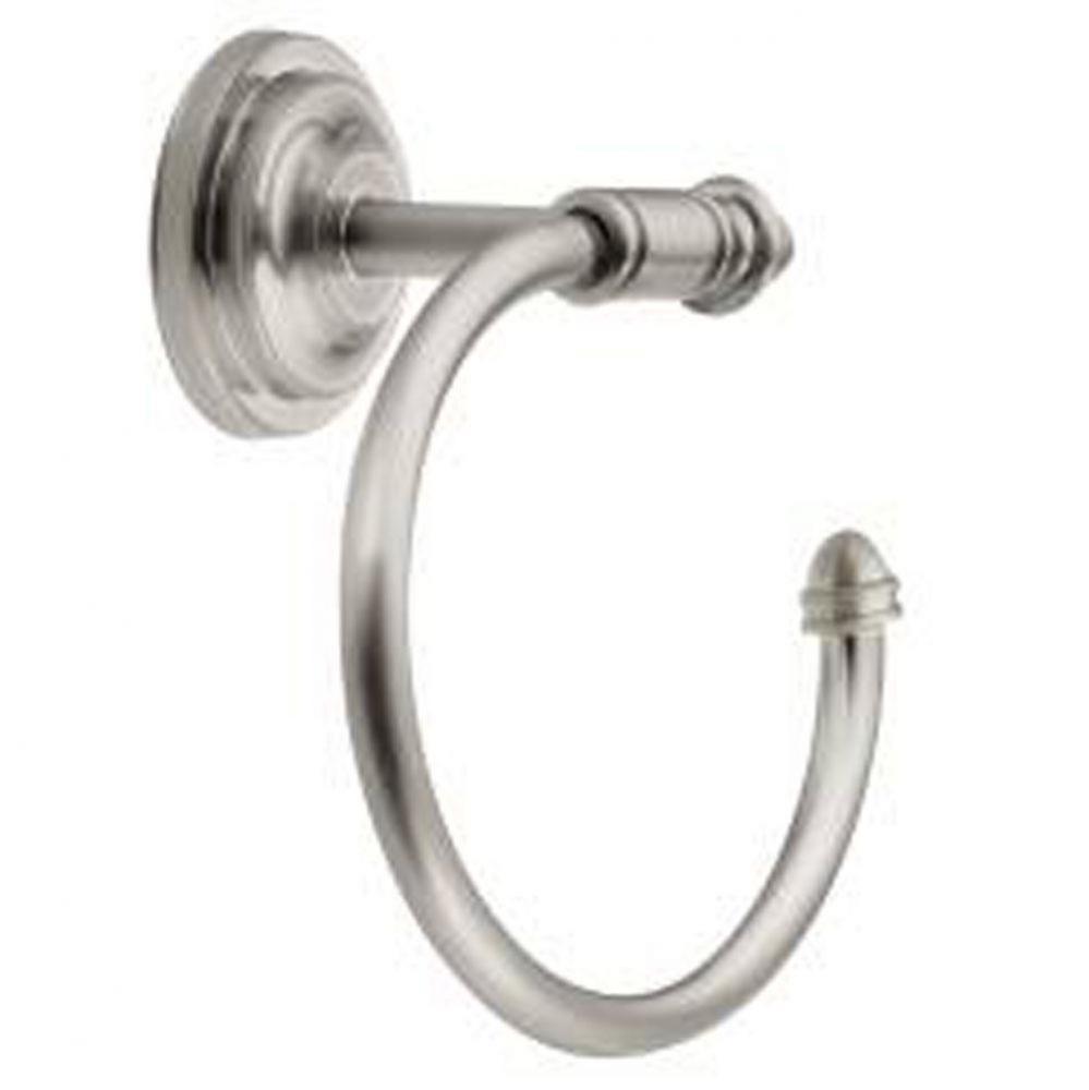 Brushed nickel towel ring