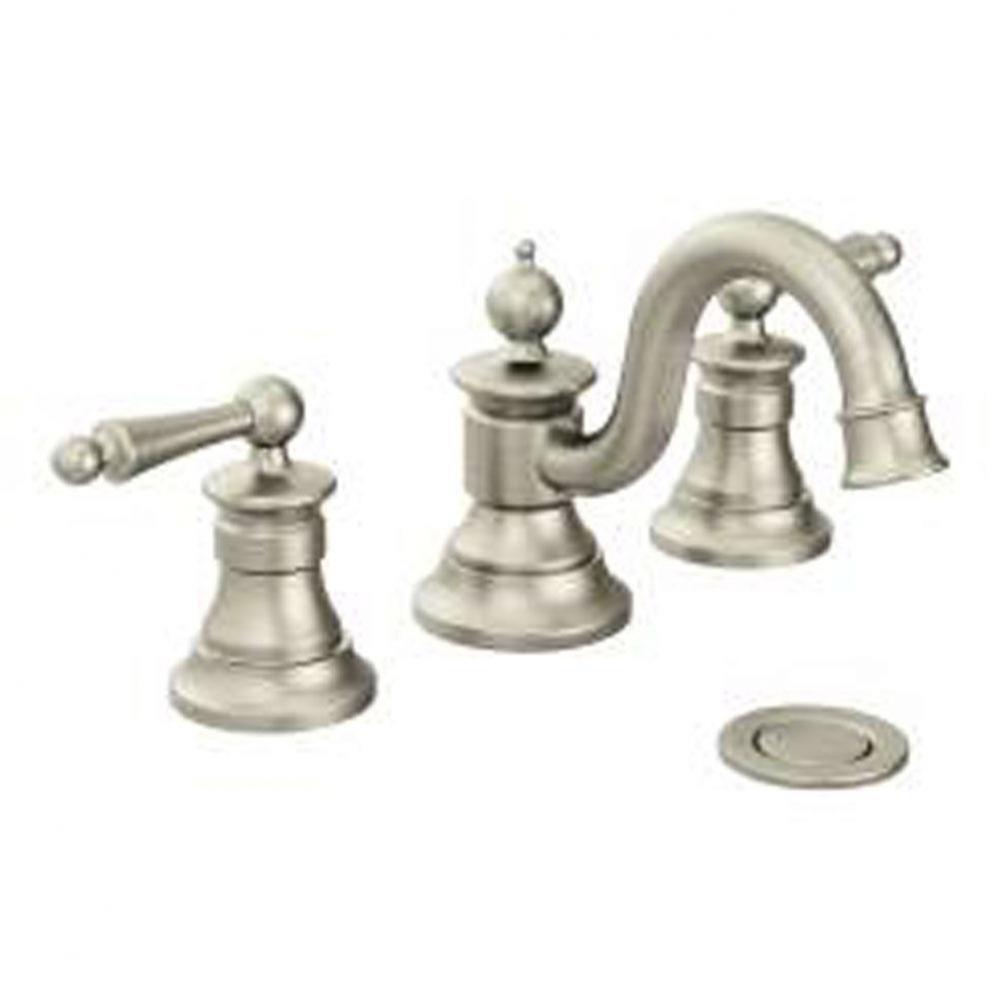 Brushed nickel two-handle bathroom faucet