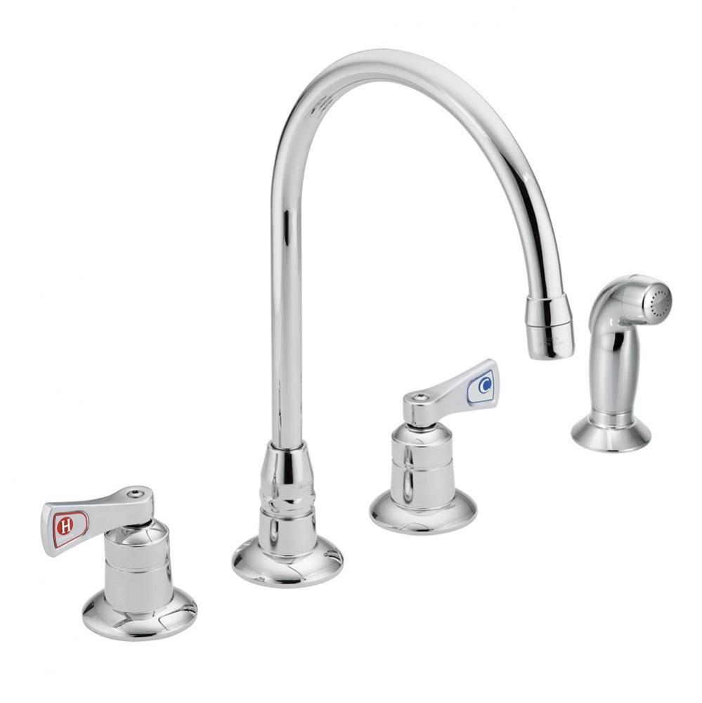 Chrome two-handle kitchen faucet