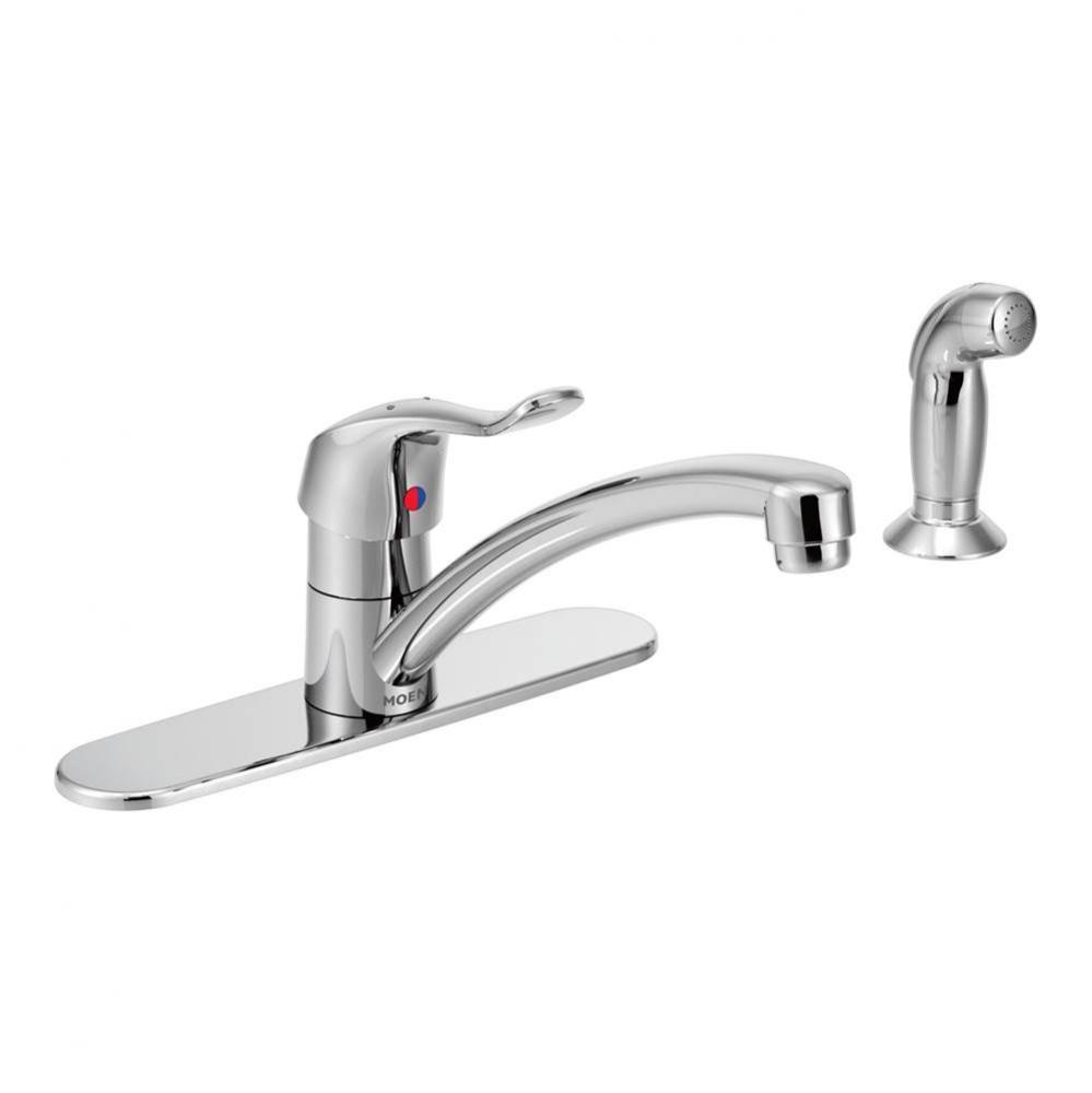 Chrome one-handle kitchen faucet