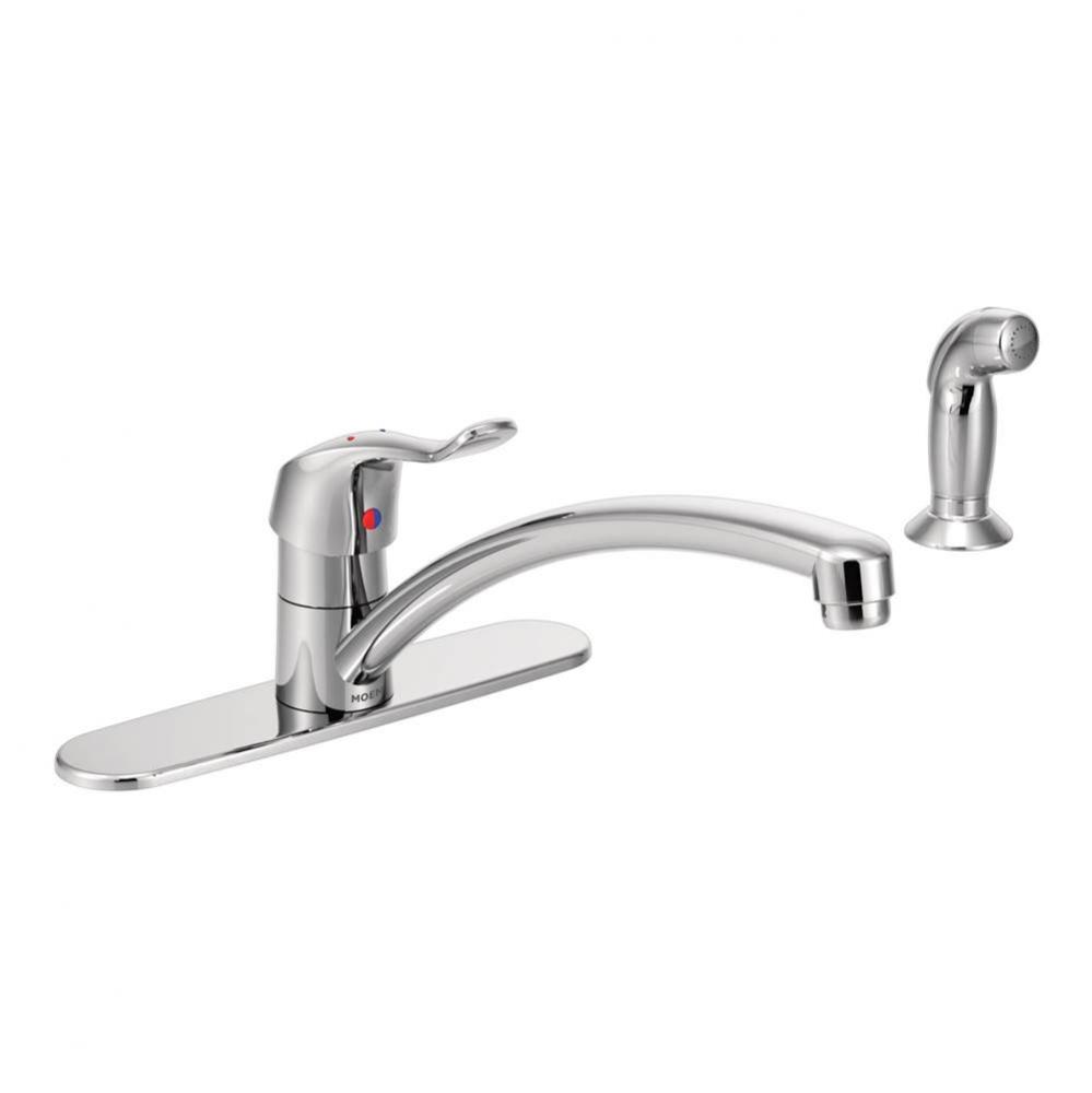 Chrome one-handle kitchen faucet