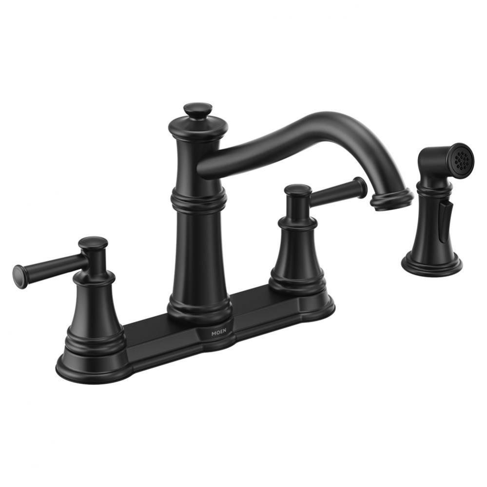 Belfield High-Arc 2-Handle Standard Kitchen Faucet with Side Sprayer in Matte Black