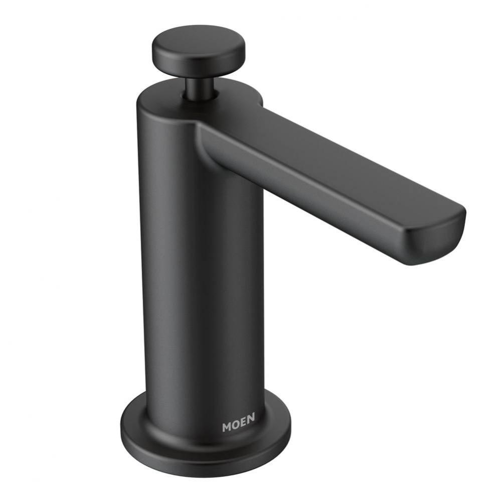 Modern Deck Mounted Kitchen Soap Dispenser with Above the Sink Refillable Bottle, Matte Black