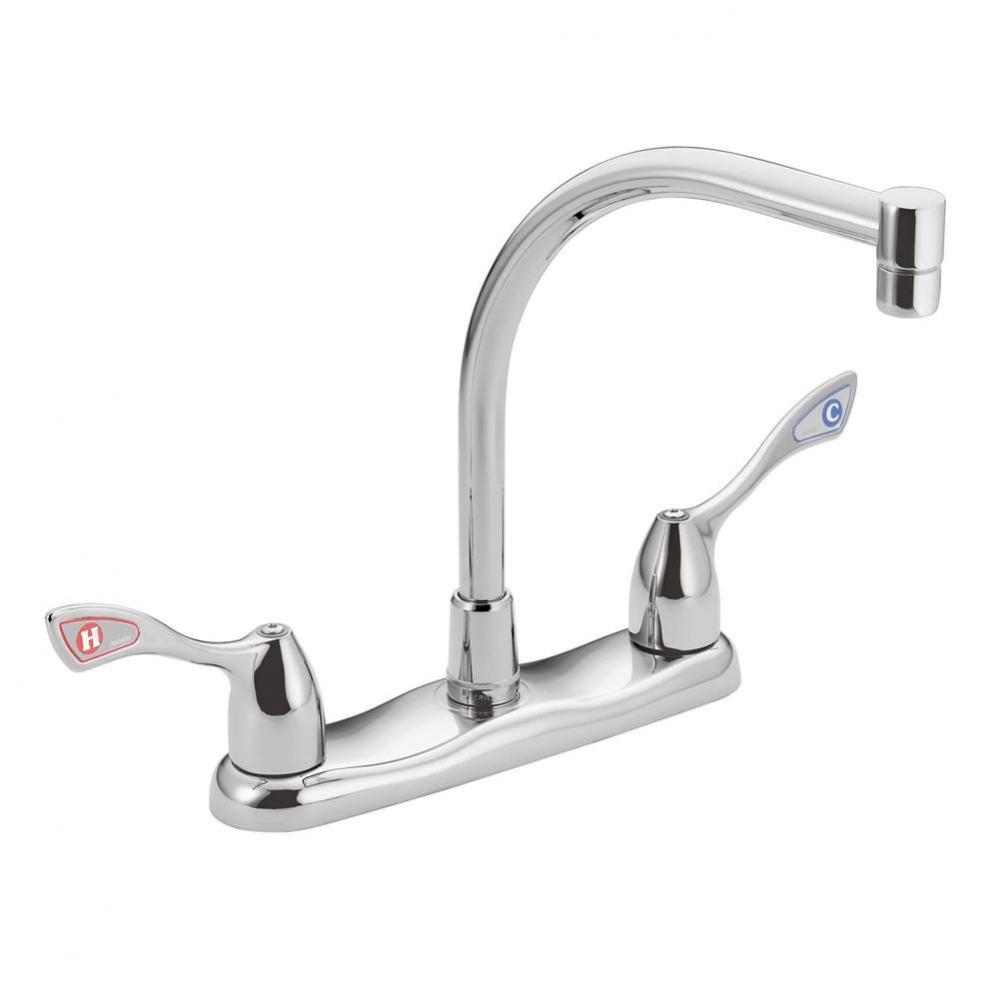 Chrome two-handle kitchen faucet